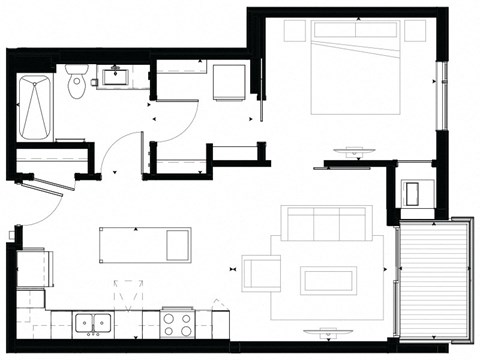A5 1-Bedroom 1 bath Floor Plan at Marquee, Minneapolis, MN