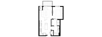 A6 1-Bedroom 1 bath Floor Plan at Marquee, Minneapolis, Minnesota