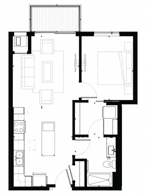 A6 1-Bedroom 1 bath Floor Plan at Marquee, Minneapolis, Minnesota