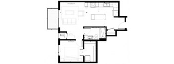 A7 1-Bedroom 1 bath Floor Plan at Marquee, Minnesota, 55403