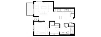 A8 1-Bedroom 1 bath Floor Plan at Marquee, Minneapolis