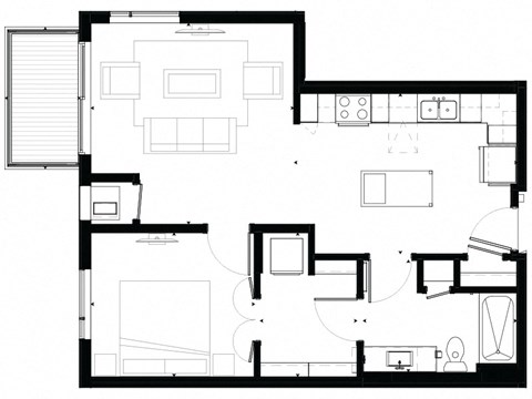 A8 1-Bedroom 1 bath Floor Plan at Marquee, Minneapolis