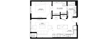 A9 1-Bedroom 1 bath Floor Plan at Marquee, Minneapolis, MN, 55403