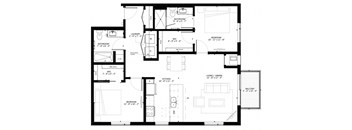 B1 2-Bedroom 2 bath Floor Plan at Marquee, Minneapolis, Minnesota