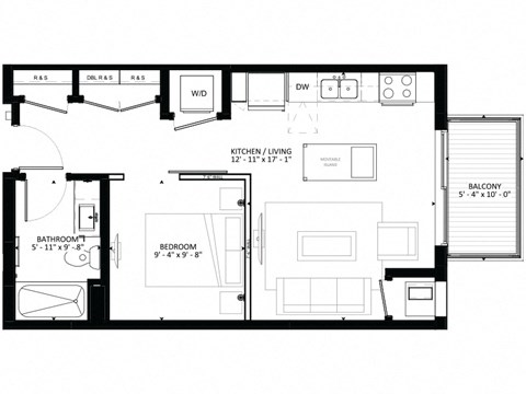 V2 Studio Floor Plan at Marquee, Minneapolis, Minnesota