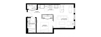 V3 Studio Floor Plan at Marquee, Minneapolis