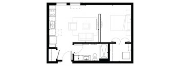 V4 Studio Floor Plan at Marquee, Minneapolis, 55403