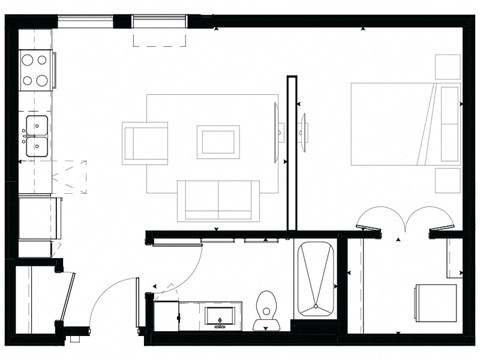 V4 Studio Floor Plan at Marquee, Minneapolis, 55403