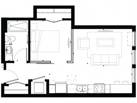 V5 Studio Floor Plan at Marquee, Minneapolis, MN, 55403