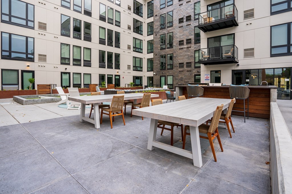 Outdoor Dining Tables and Entertainment Space at Marquee, Minneapolis, MN