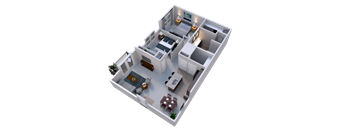 B1 - 2 Bedroom 1 Bath 1,002 Sq. Ft. Floor Plan at Overland Park, Pickerington, Ohio