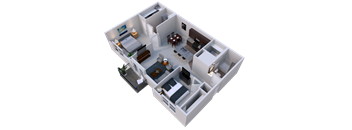 B2 - 2 Bedroom 2 Bath 1,032 Sq. Ft. Floor Plan at Overland Park, Pickerington