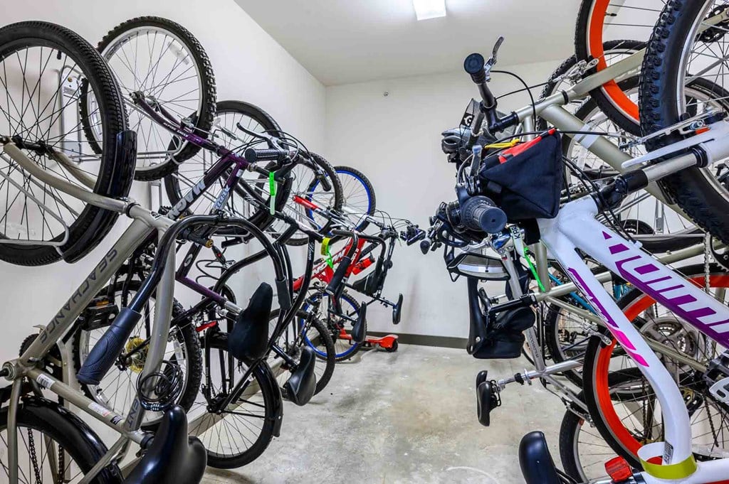 A room full of bicycles of various types and sizes.