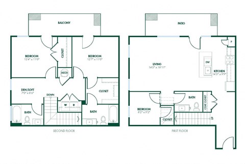 C5 - 3 Bedroom 2.5 Bath 1499 Sq. Ft. Floor Plan at Pinnex, Indiana