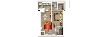 1 Bedroom Floorplan at Grand Villas at Cinco Ranch, Texas