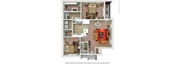 2 Bedroom Floorplan at Grand Villas at Cinco Ranch, Texas, 77494