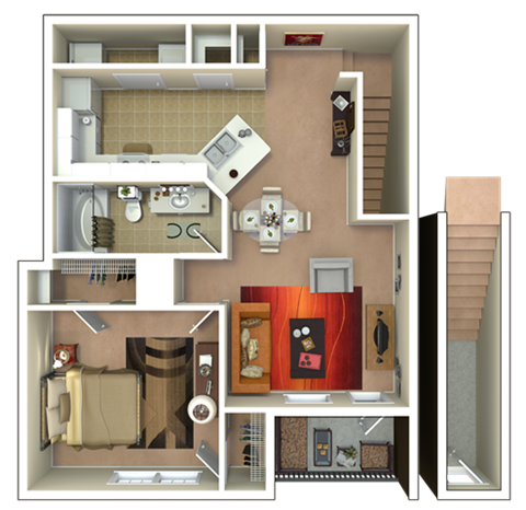 1 Bed 1 Bath floorplan at Grand Villas at Cinco Ranch, Katy, TX