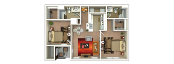 2 Bed Floorplan at Grand Villas at Cinco Ranch, Katy, 77494