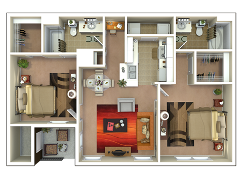 2 Bed Floorplan at Grand Villas at Cinco Ranch, Katy, 77494