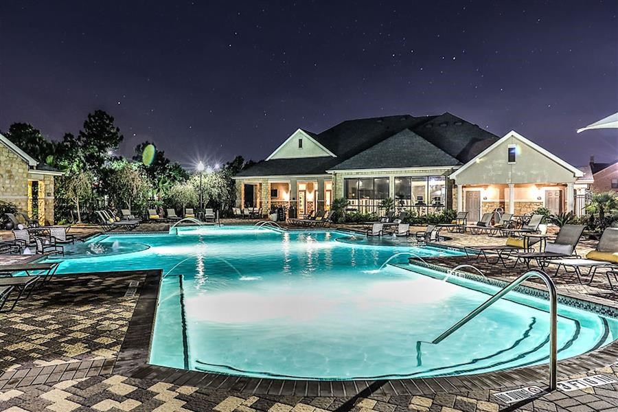 Night View Of Pool at Waterstone at Cinco Ranch, Texas