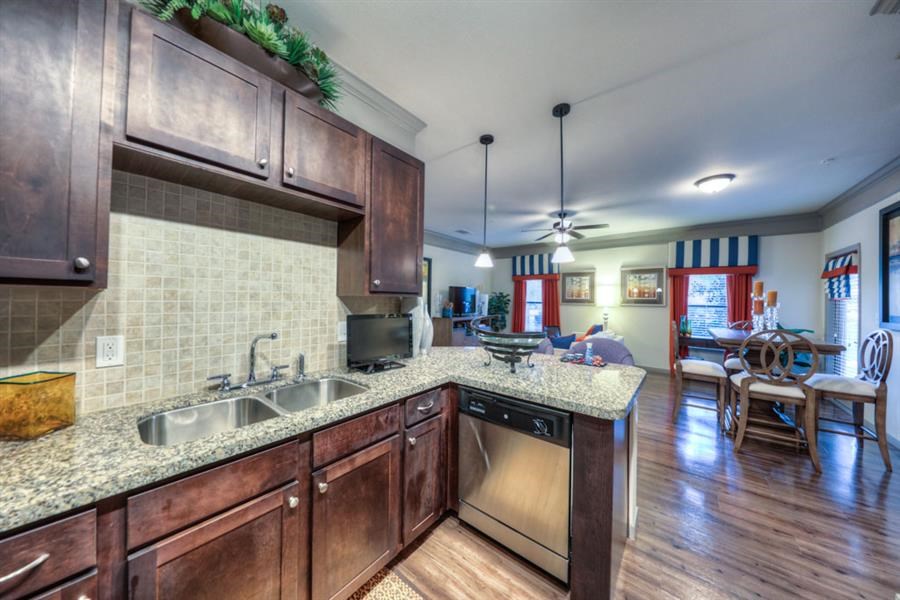 dark wood cabinets in kitchen