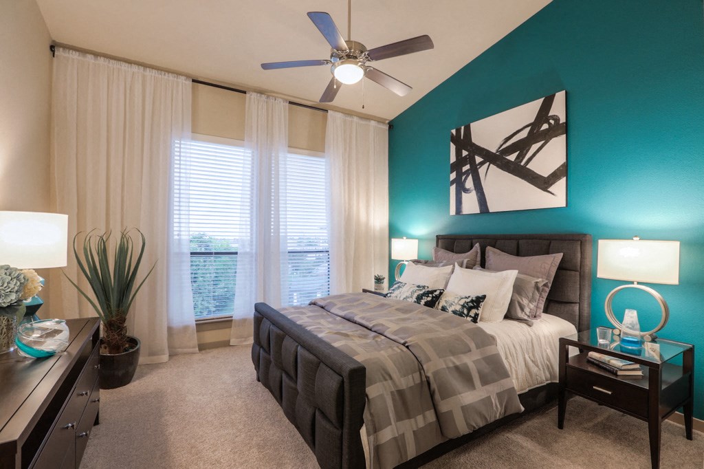 Bedroom With Ceiling Fan at Imperial Lofts, Sugar Land, TX, 77498
