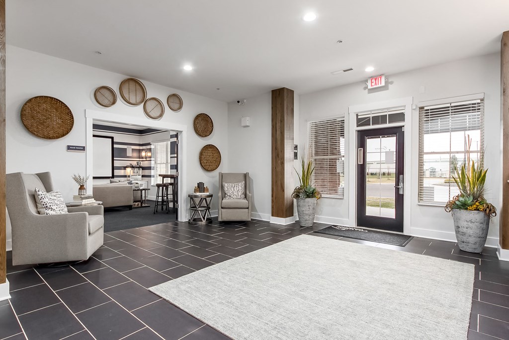 sitting area in clubhouse at The Greyson, Hilliard, Ohio