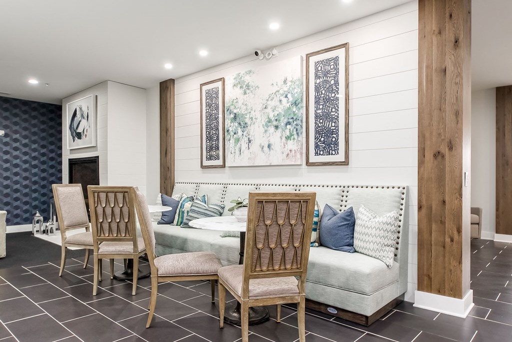 couch and chairs next to fireplace at The Greyson, Ohio, 43026