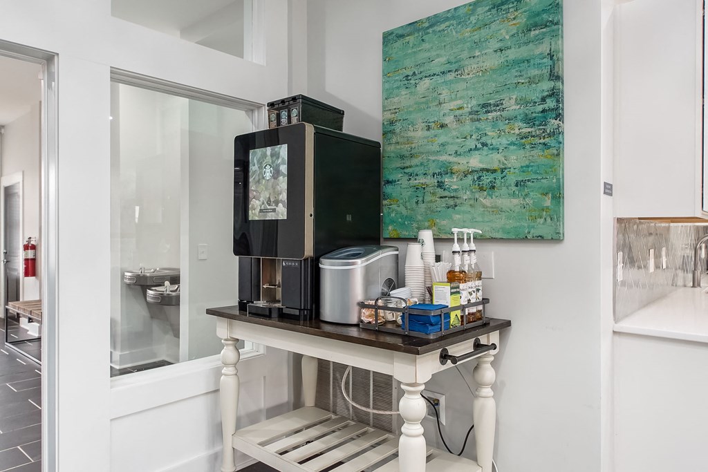 coffee bar in clubhouse at The Greyson, Hilliard, OH