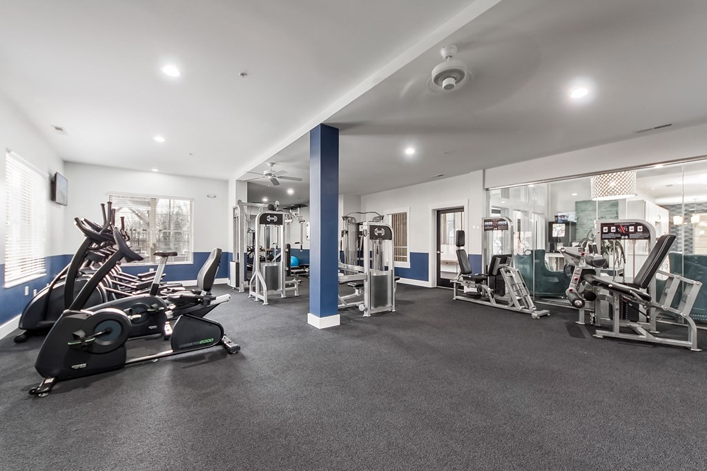 exercise machines in fitness center at The Greyson, Hilliard, 43026