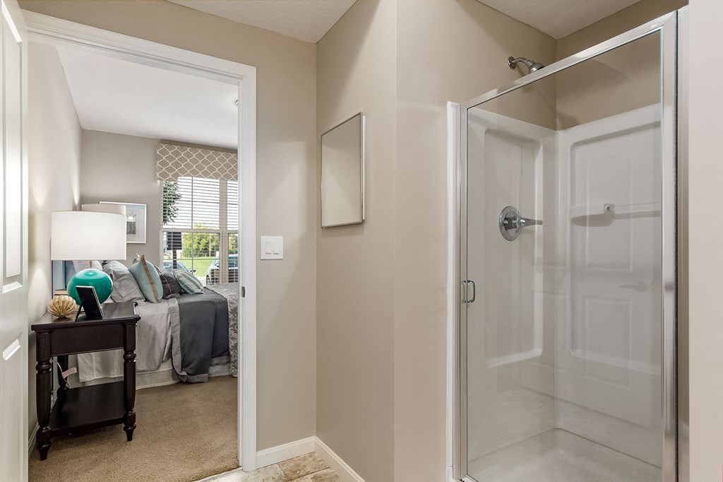 shower with view of bedroom shower with view of bedroom at The Greyson, Hilliard, 43026