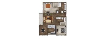 2 Bed Floor plan at Imperial Lofts, Texas
