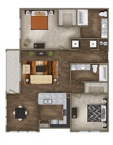 a floor plan of a house with a bedroom and a living room at Imperial Lofts, Sugar Land, TX, 77498