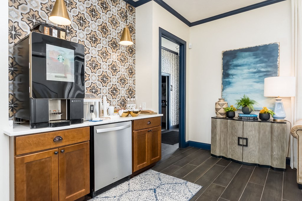 coffee bar in clubhouse at Overland Park, Pickerington