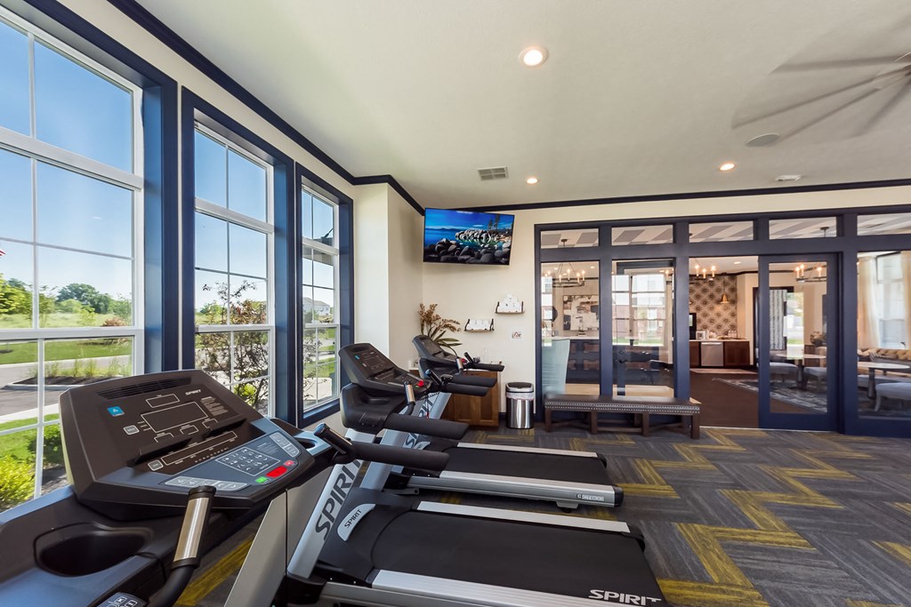 treadmills in fitness center at Overland Park, Pickerington, Ohio