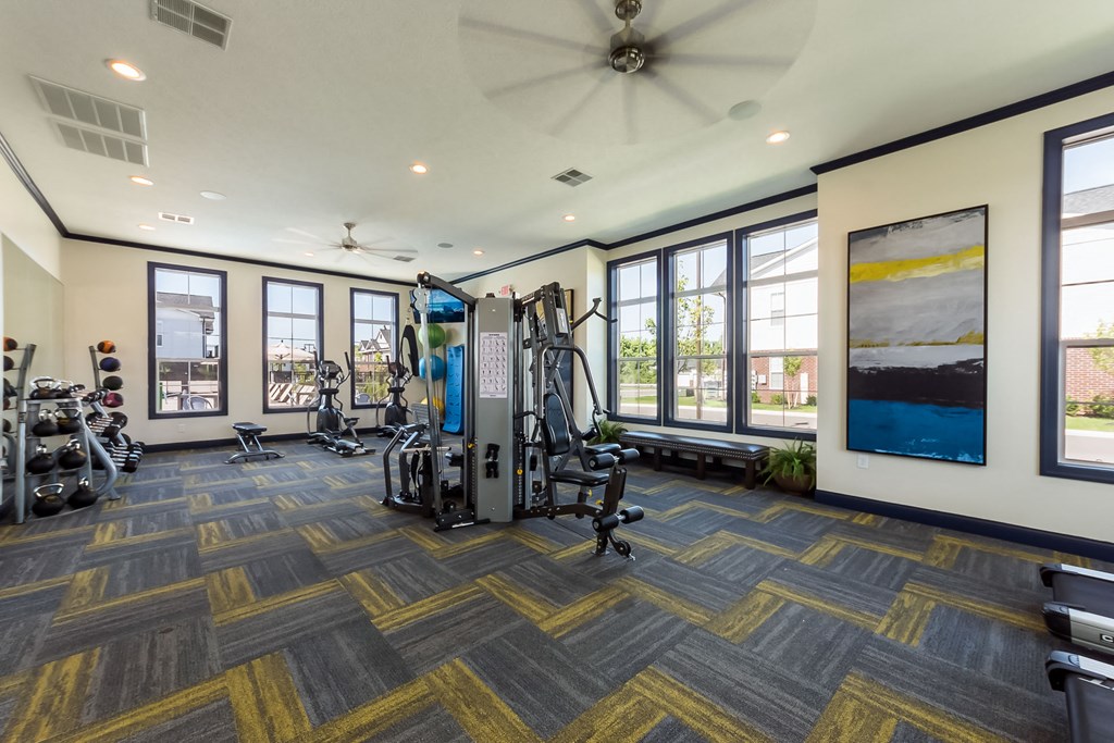 weight machines in fitness center at Overland Park, Pickerington
