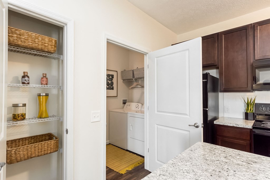 kitchen with view of laundry area at Overland Park, Pickerington, OH