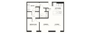 A2 Floor Plan at The MK, Indianapolis