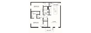 B2 Floor Plan at The MK, Indiana, 46220