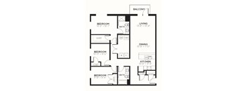 C2 Floor Plan at The MK, Indiana, 46220