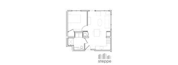 A black and white image of a floor plan for a house.