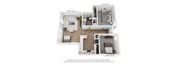 134th Street | 2x1A With Den Floor Plan