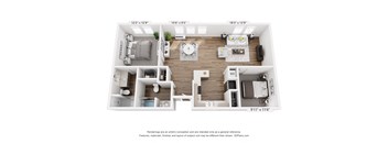 134th Street | 2x2 With Den Floor Plan