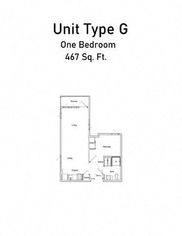 unit type G one bedroom floor plan  the unit
