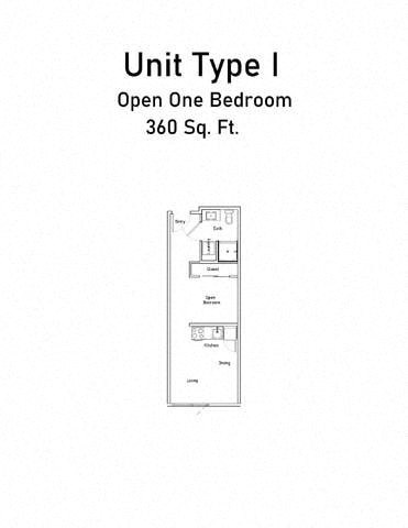 unit type I one bedroom floor plan  the unit