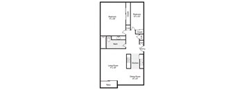 a floor plan of a house with a bedroom and a living room