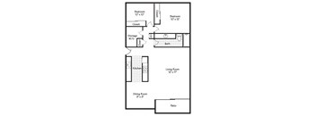 a floor plan of a house with a bedroom and a living room