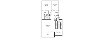 a floor plan of a house with a bedroom and a living room