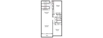 a floor plan of a house with a bedroom and a living room