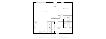 a floor plan of a studio apartment with a bedroom and a living room